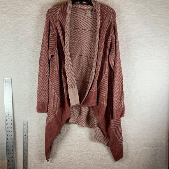 LOGO by Lori Goldstein Women's Draped Boho Pink Cardigan Sweater Size L 8492 - Picture 1 of 5